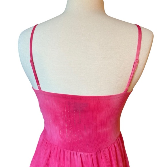 H&M | Women's Pink Shimmer Threads Asymmetrical A-Line Dress Size 6 - Picture 10 of 14